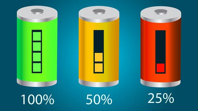 Batterien in verschieden Farben und Ladevermögen.