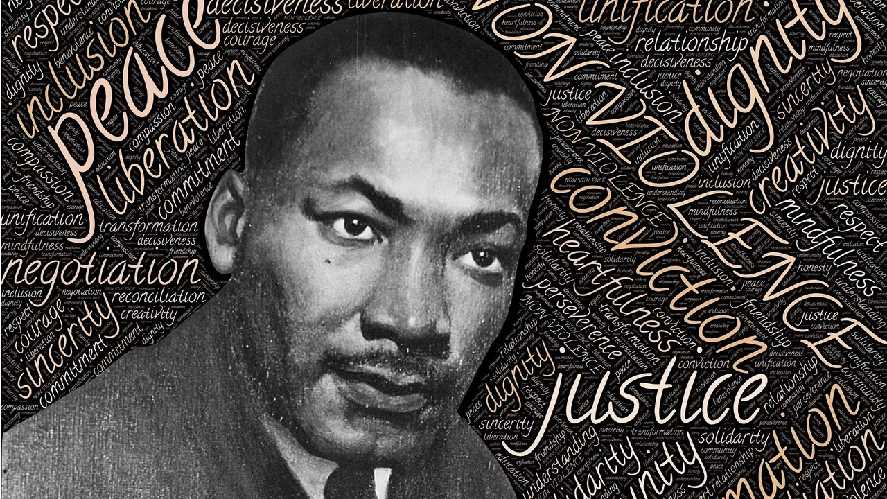 Martin Luther King mit Friedenswörtern