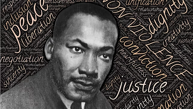 Martin Luther King mit Friedenswörtern