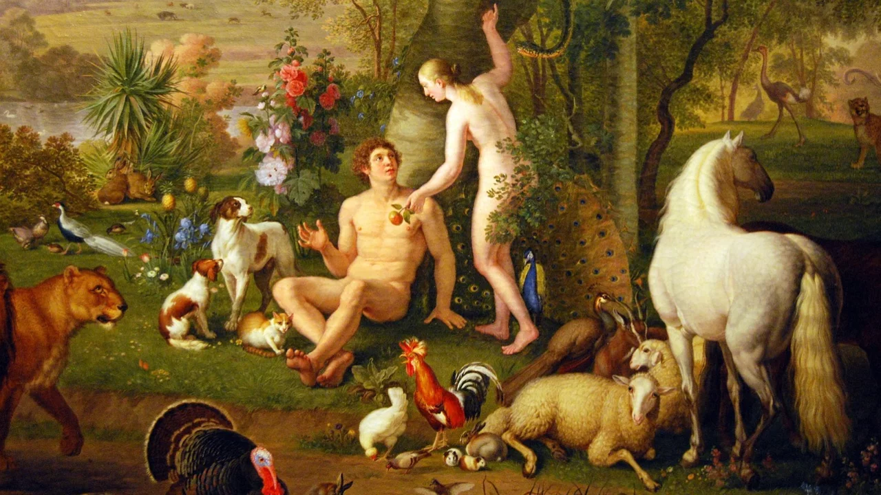 Malerische Darstellung vom biblischen Paradies.