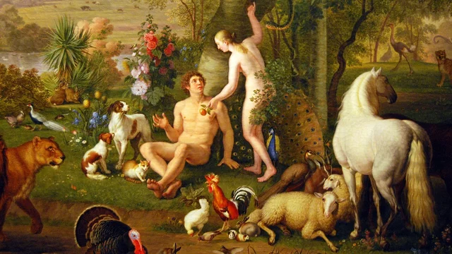 Malerische Darstellung vom biblischen Paradies.