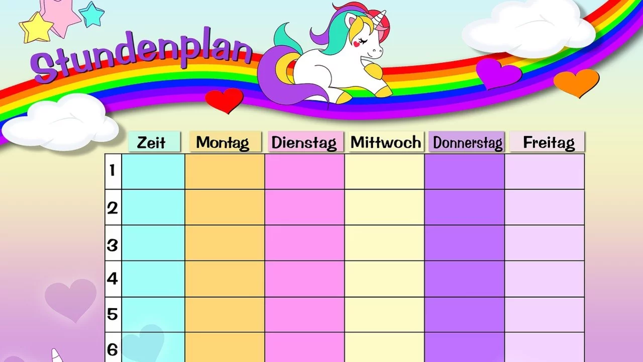 Farbenfroher Stundenplan